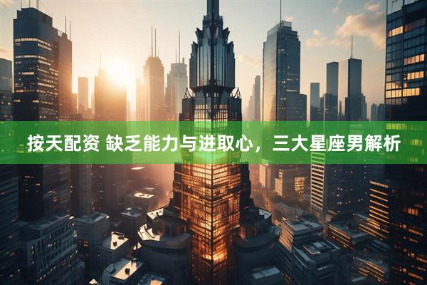 按天配资 缺乏能力与进取心，三大星座男解析